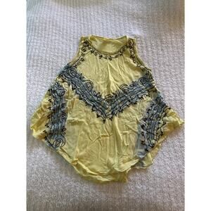California Woman Embroidered Yellow Tank Top Fairycore Boho Vintage Y2K Indie OS